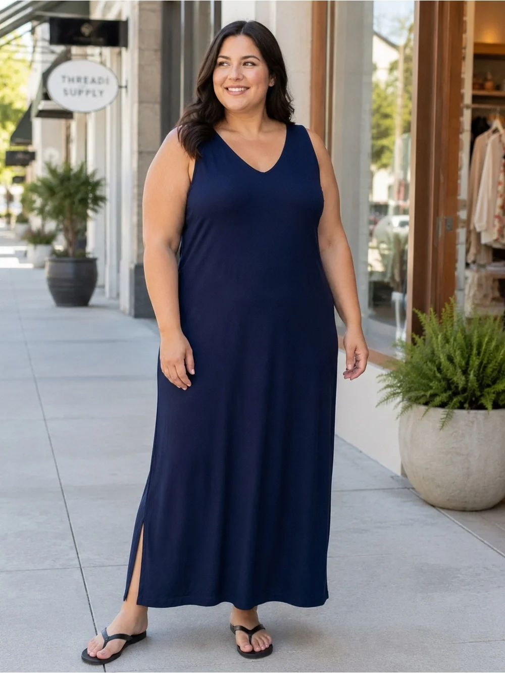 St. John's Bay Sleeveless V-Neck Maxi Dress - Navy Blue